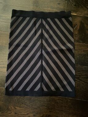 Philosophy Diagonal Stripe Pencil Skirt in Black and Gray